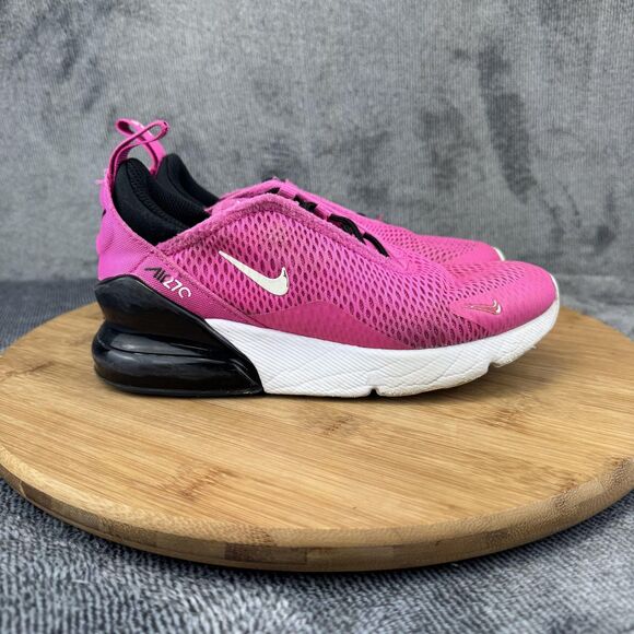 Nike Air Max 270 Shoes Youth Size 1Y Pink Black White Mesh Slip On AO2372-602 - Picture 1 of 10